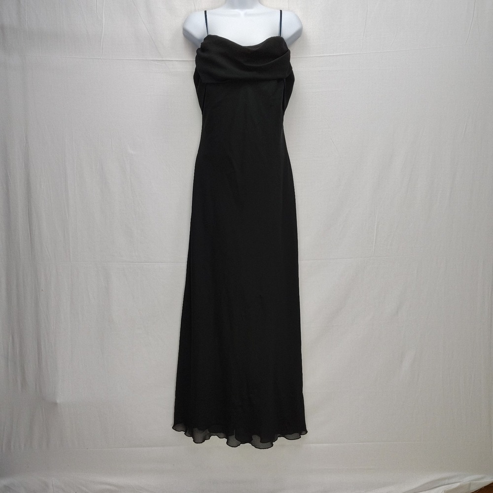 Women's B.Smart Black Floor Length Long Maxi Dress Size 9/10 Spaghetti Strap
